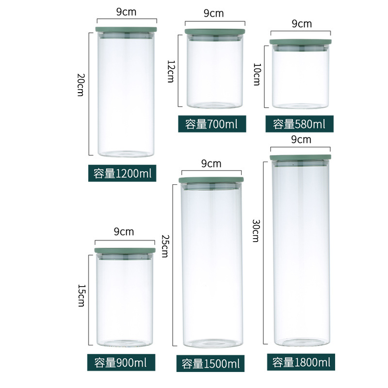 Frascos Redondos Sellados de Borosilicato de Alta Calidad al por Mayor, Frascos de Vidrio Transparentes para Almacenamiento, Frascos para Conservar Té Fresco, Frascos para Almacenar Granos y Dulces