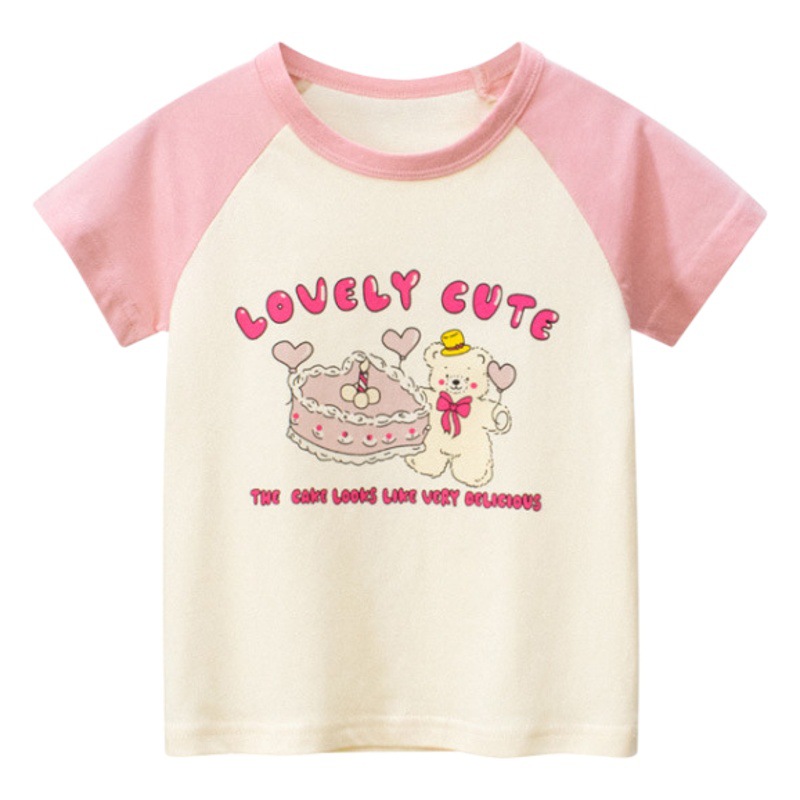 Camiseta para niños ropa de bebé ropa de niña de oso de manga corta 2024 verano ropa para niños de estilo coreano entrega de una pieza