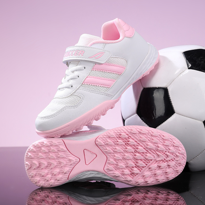 Zapatillas de Fútbol con Cierre Adhesivo para Niños Malla y Caucho Transpirable, Ligero para Césped Artificial y Pista
