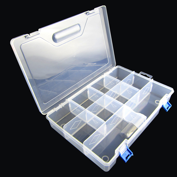【10格】12寸透明塑料工具盒PP样品收纳盒300*200*63mm