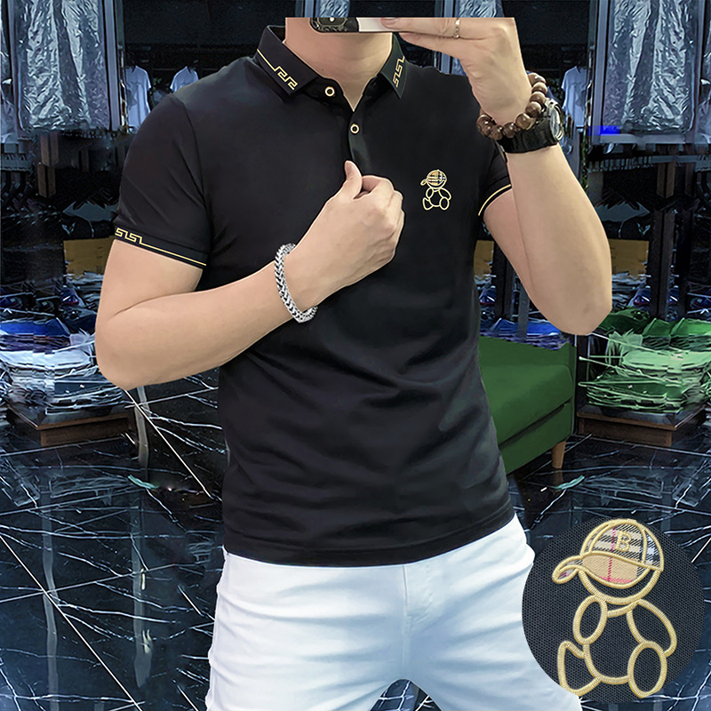 Trendy Men's European Men's Short-sleeved Polo Shirt Slim-fit Fashion All-match Men's Top Casual Summer Clothes