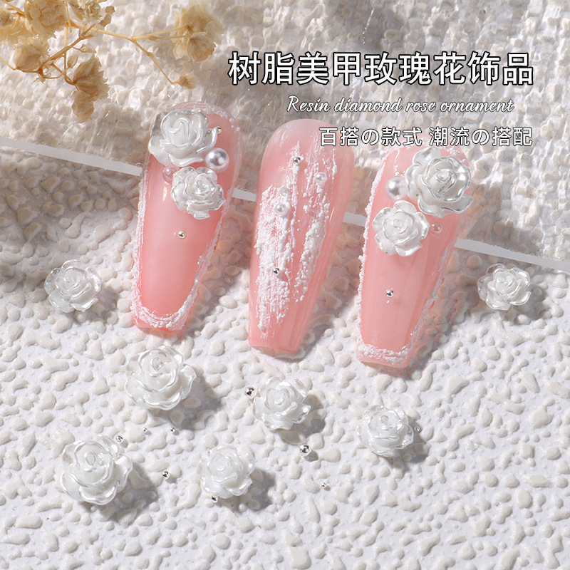 Internet Celebrant Nail Art Camellia Ornaments Ice Through Aurora Resin Accessories Nail Ornaments Size Rose Flowers