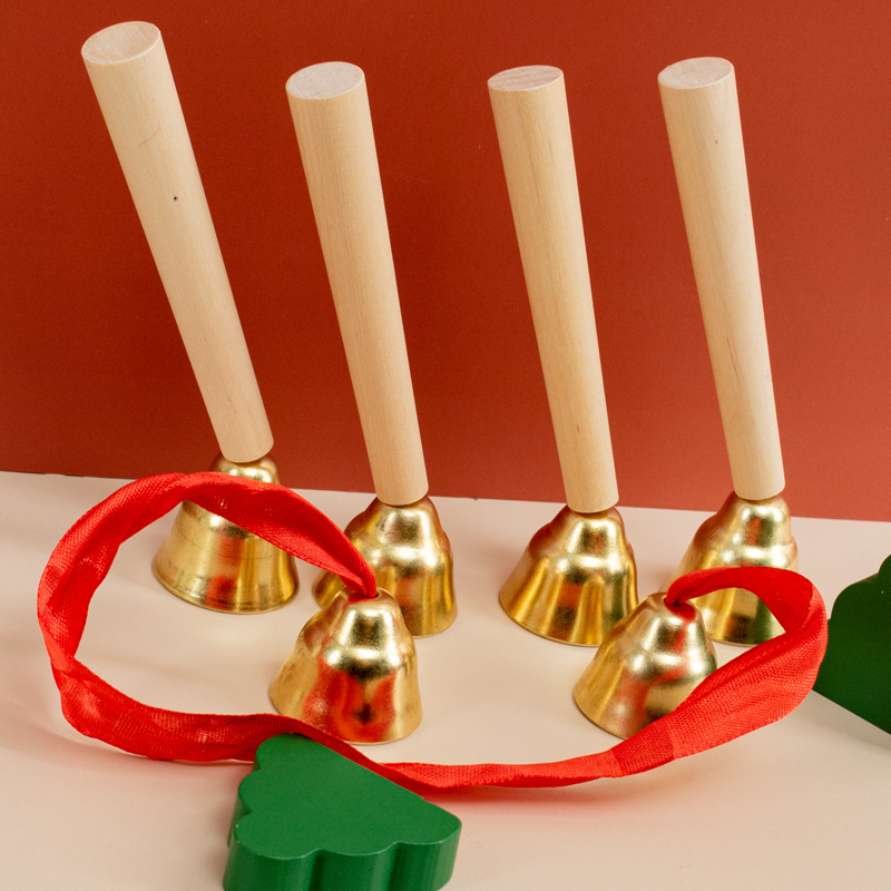 Campana de cobre Orff instrumento musical kindergarten educación temprana Escuela Primaria música material didáctico mango de madera Campana