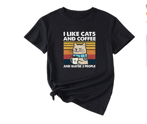 Verano Y2K tops de mujer casual retro de manga corta niña suelta cuello redondo camiseta negra Pedido mínimo de una pieza