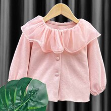 秋款中小童女童蕾丝翻领圆领外套新款外贸童装一件代发