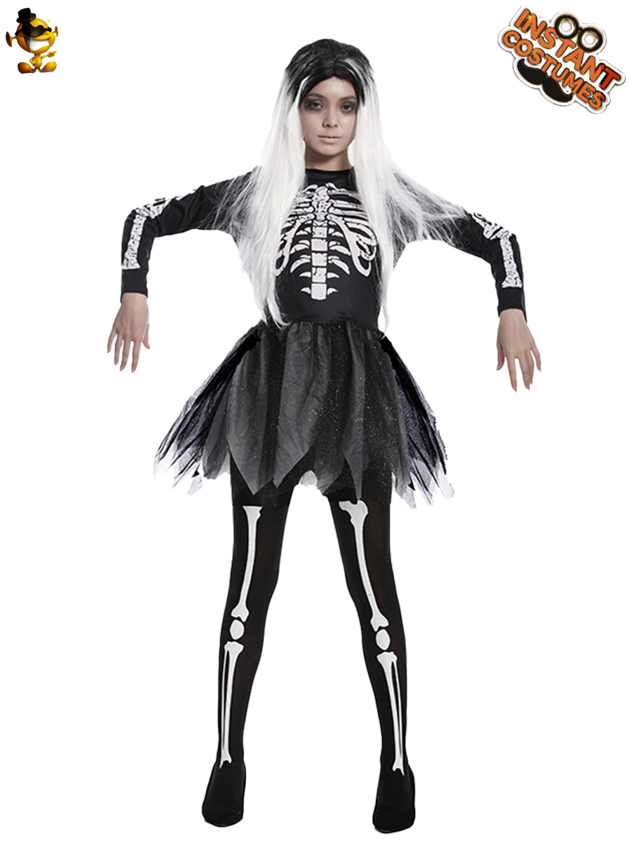 Big Girl horror cráneo vestido de Halloween Ghost Festival fiesta Carnaval Cosplay traje mascarada etapa rendimiento