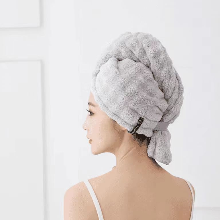 新しいフレンチライト高級ドライヘアキャップ、厚く、吸水性と速乾性、ワンピースターバン、シャンプーストラップタオル|undefined