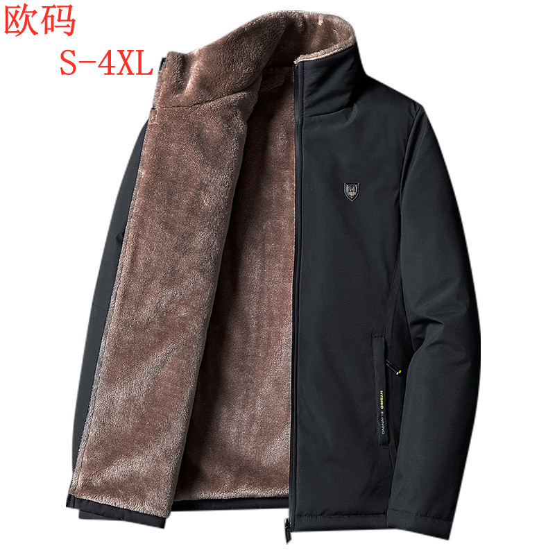 Amazon European size winter men's fleece-lined thickened Joom plus size jacket ebay lambswool cotton-padded coat wish