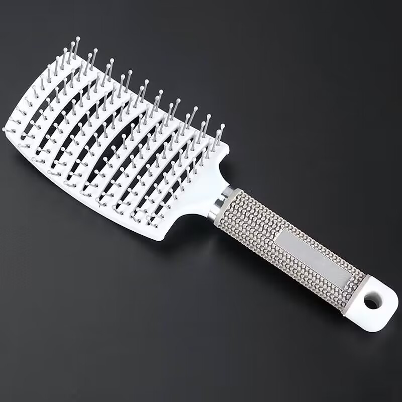 Raíz de cabello curvo, esponjoso, flexión grande, peine de peinado para el cabello, peine de costillas de masaje, peine de pelo rizado largo para hombres y mujeres