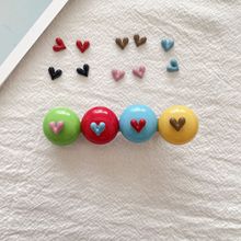 韩国ins甜美可爱新款彩色迷你小爱心合金贴片diy发卡头饰饰品配件