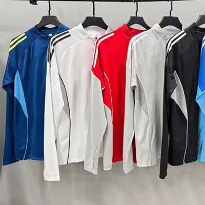 New Color-Blocked Ad Quick-Drying Football Uniform Spring and Autum Versatile Half-Pull Sports and Leisure Long-Sleeved Suit