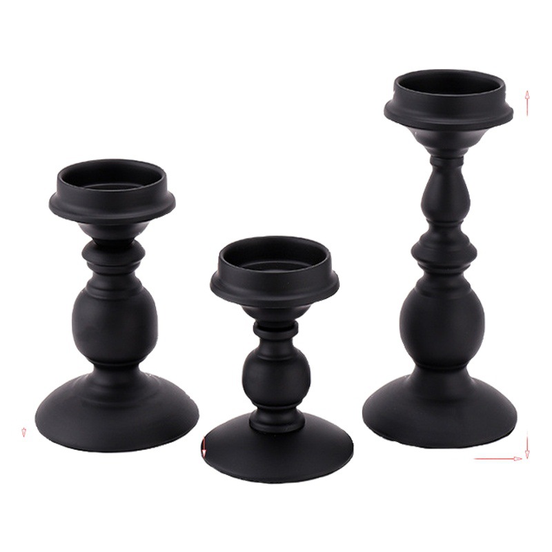 Nórdico negro taza de cera de banano laca horneada hierro forjado set candelabro decoración para el hogar candelabro cena