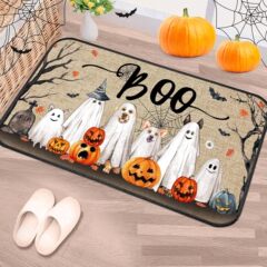 国境を越えた TEMU ホットセールハロウィン玄関ドアフロアマット汚れ防止、防塵、耐摩耗性ルームドアマットドロップシッピング