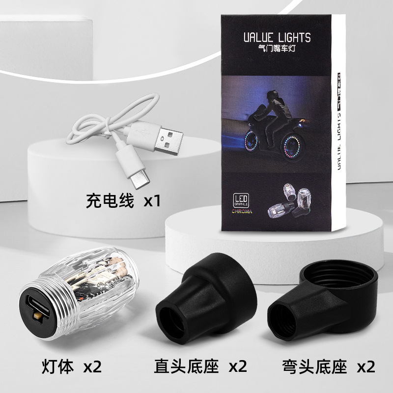 válvula montada en automóvil, bicicleta, motocicleta, lámpara luminosa de neumático, inducción de decoración de rueda de color, lámpara de advertencia image 7