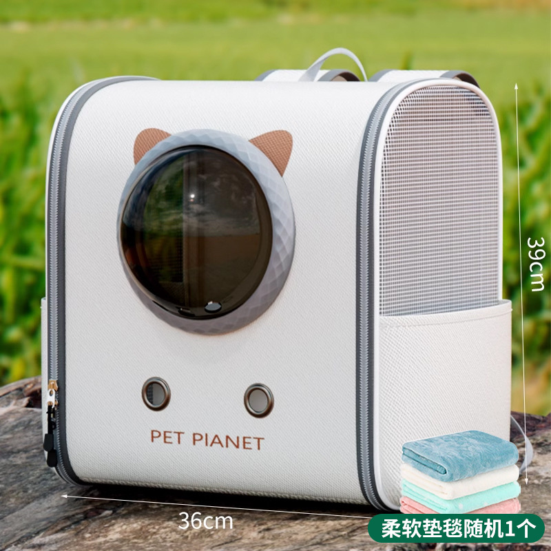 猫バッグスペースカプセルバックパック大容量ペットバックパックスクールバッグポータブル外出猫と犬抗ストレス猫ケージ|undefined