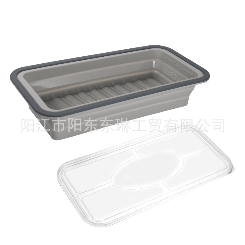 Transfronteriza venta caliente de silicona plegable caja de almuerzo caja de almuerzo caja de preservación de alimentos calentada por microondas caja de envasado