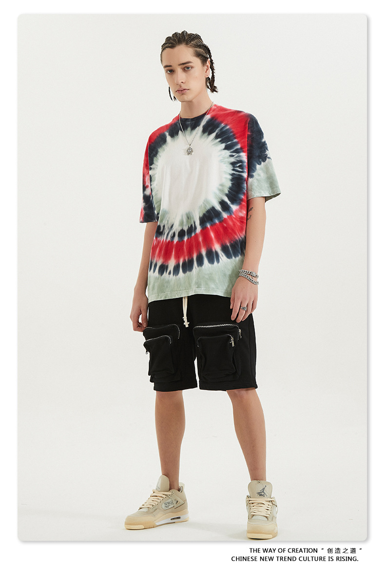 BE menswear | spring/summer European and American hip-hop explosion dyed shoulder short-sleeved dark wind high street loose tide T-shirt 11 7.jpg