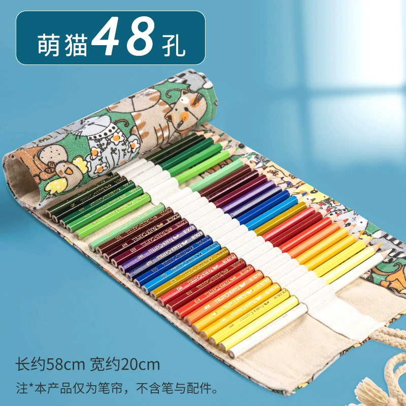 Pencil Case Handheld Art Storage Roll-Up, Capacious 24–72 Slots, Compact 38×20 cm