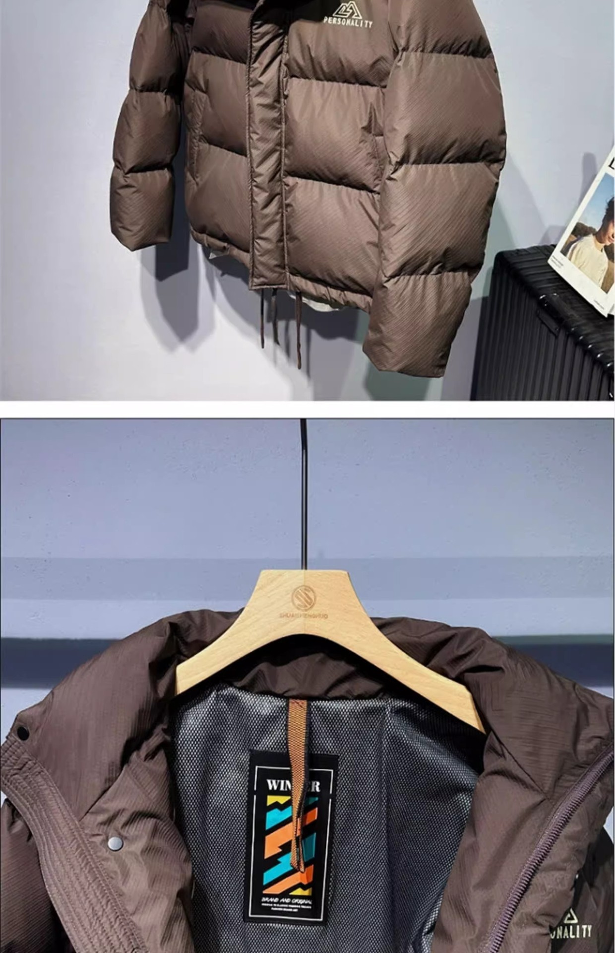 Warm, Windproof Function Regular Fit Fit Type Men's Solid Color Casual Standing Collar Long Sleeve Regular Fit Men's Outwear