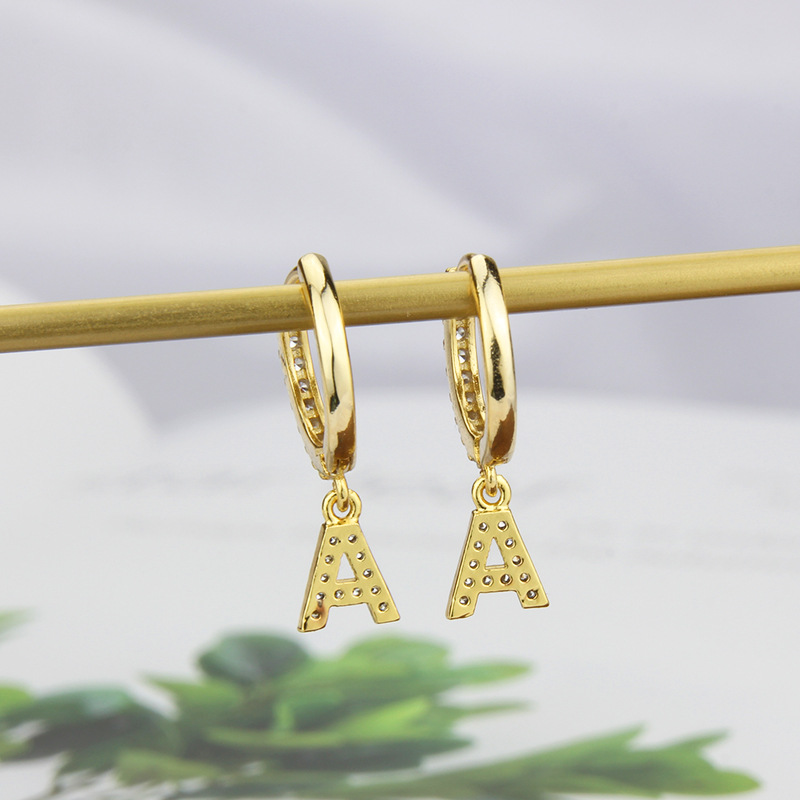 Fashion Letter Copper Inlaid Zircon Earrings Wholesale display picture 4