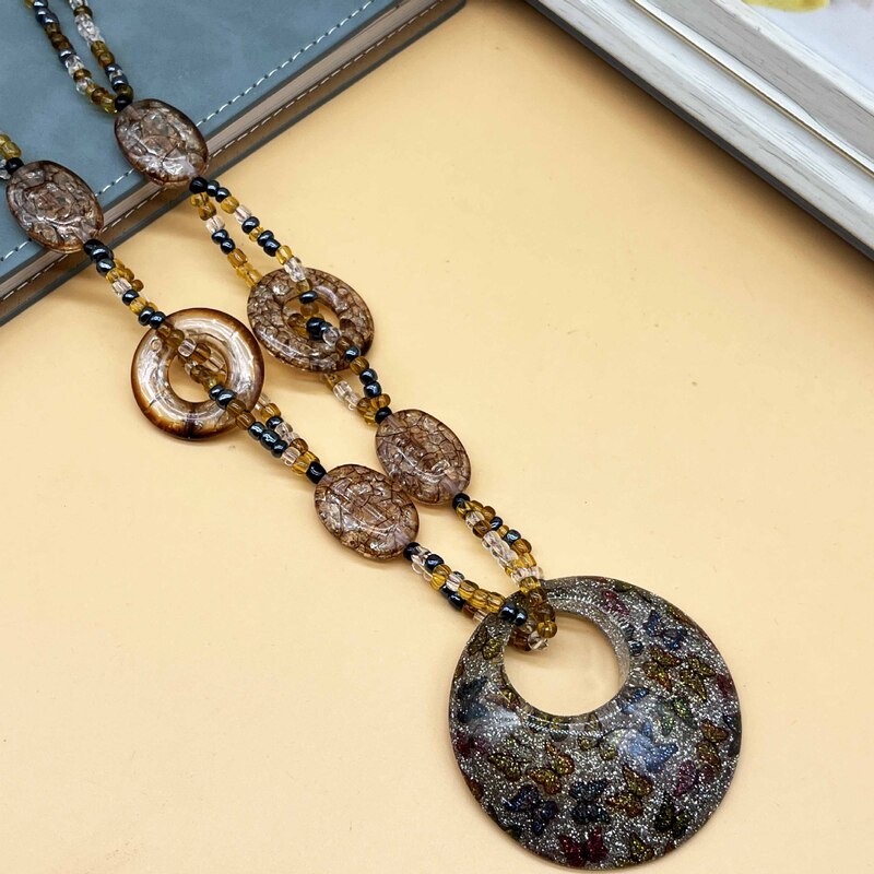 Bohemian Sweater Chain Cross-Border Leopard Print Zebra Print Necklace Retro Ethnic Style Hot Girl Clothing Accessories Long Style