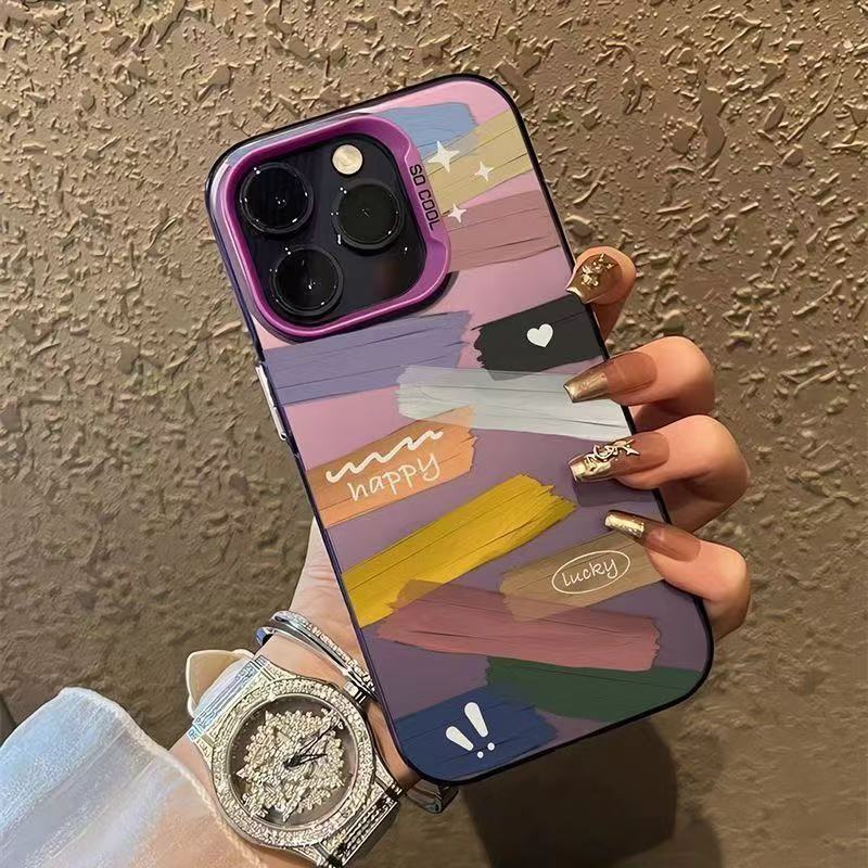 La marca de moda de pintura al óleo en color transfronterizo es adecuada para la carcasa del teléfono móvil Apple 16promax, sentido avanzado 15/14/13 Europa y América 12