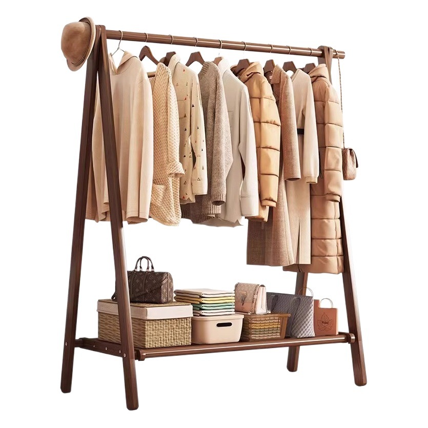 Percha de madera maciza piso percha de ropa percha de madera percha de ropa percha