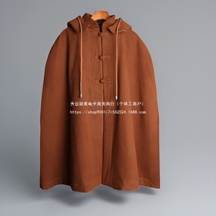 Autumn and Winter Woolen Cotton Waist-Length Short Cloak Monk Robe Hooded Cloak Monk Robe Shawl