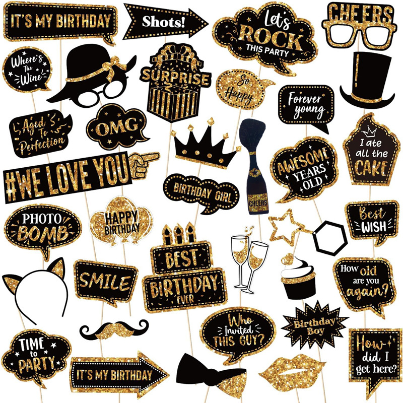 36件拍照道具婚礼毕业生日舞会迪斯科狂欢节晚会派对装饰照相用品