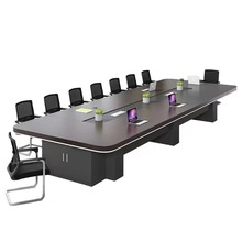 现代简约三聚氰胺板板式多人会议桌洽谈桌员工培训桌带线盒