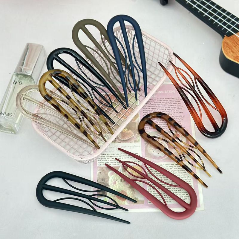U型夹新中式发簪盘发三齿插梳树枝发钗后脑勺簪子发梳发饰头饰品