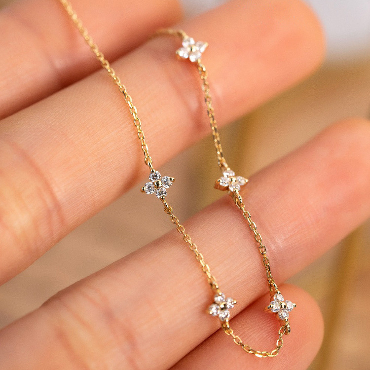 S925 Sterling Silver Plated K Gold Gimmel Four-leaf Clover Bracelet Women's Light Luxury Niche Design All-match Bracelet Wholesale S925 Sterling Silver Plated K Gold Gimmel Four-leaf Clover Bracelet Women's Light Luxury Niche Design All-match Bracelet Wholesale