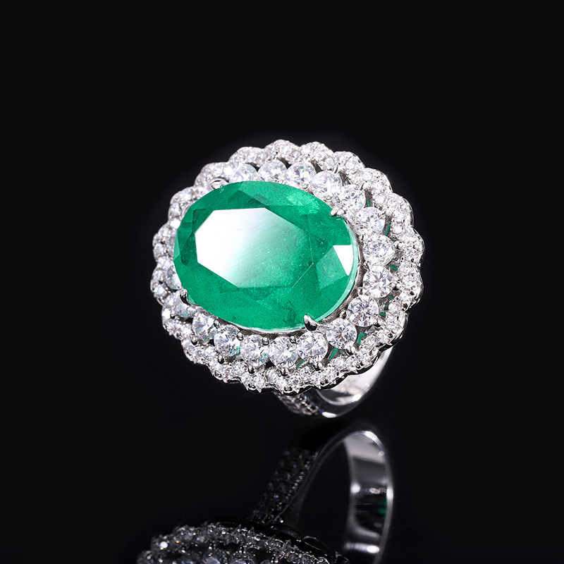 Zhuang Sheng joyería S925 plata TikTok Venta caliente simulación abuela verde joyería traje principal piedra 12*16-6*8