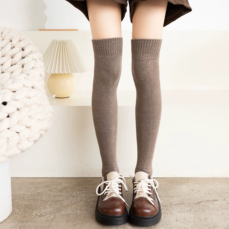 Keep warm knee socks, demi-season fleece towel, high boots