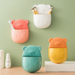 Bathroom shelf wall-mounted storage bucket for hairbrushes, makeup, toothpaste, and toothbrushes