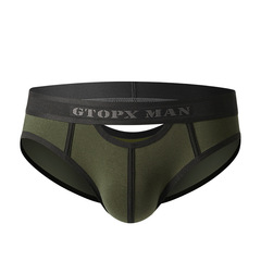 GTOPX MEN Low-rise Skylight Style Front and Back Hole Sexy U-shape Pouch Cotton Triangle Briefs - Drop Ship One Piece