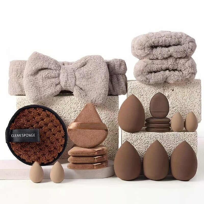 Explosiones transfronterizas de polvo de pulgar triángulo, arco, banda de cabello, herramientas de maquillaje, maquillaje, huevo, conjunto de maquillaje al por mayor image 5
