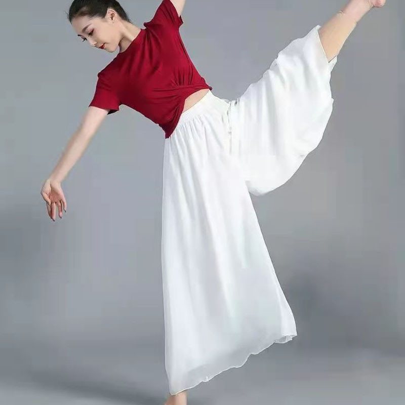 (2개) CULOTTES 골동품 넓은 다리 여름 여성의 얇은 캐주얼 높은 허리 느슨한 2023 새로운 스타일 춤 바지