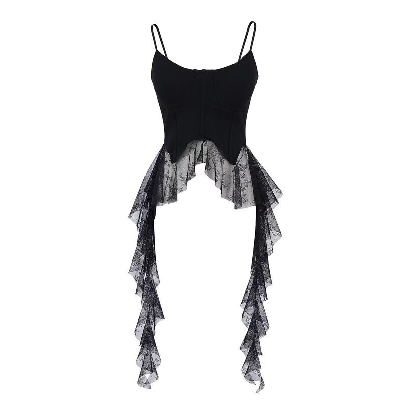 Spice Girls Pure Want Irregular Ruffled Lace Elegant Camisole Women's 2025 Summer Design Tight Top