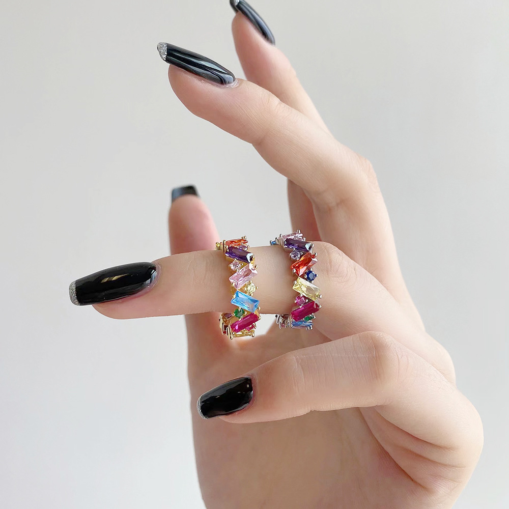 Retro Irregular Geometric Sterling Silver Inlaid Zircon Rings