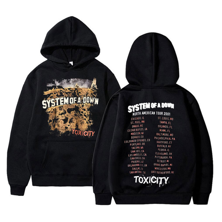 Rock Band System of a down Toxic Tour Sweatshirt, Men'S, Women's Gothic Punk Retro Hooded