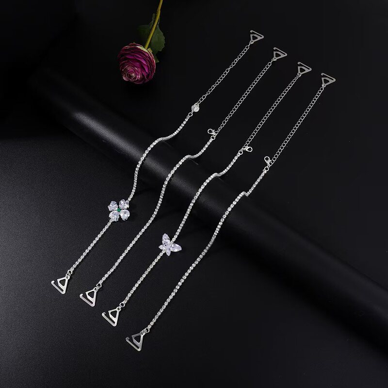Rhinestone shoulder strap durable adjustable zircon butterfly flower underwear shoulder chain beautiful back shoulder decoration underwear bikini shoulder chain Rhinestone shoulder strap durable adjustable zircon butterfly flower underwear shoulder chain beautiful back shoulder decoration underwear bikini shoulder chain