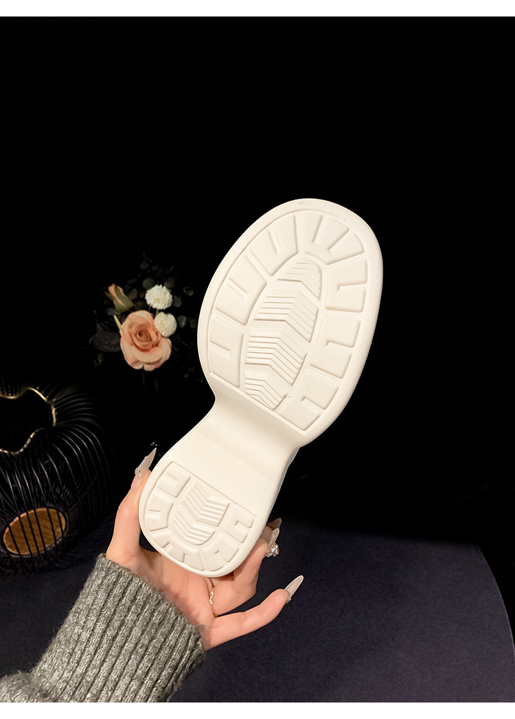 Dép sandal nữ quai chữ V da bò thật đế dày tăng chiều cao — màu đen, Trắng kem- chi tiết 19
