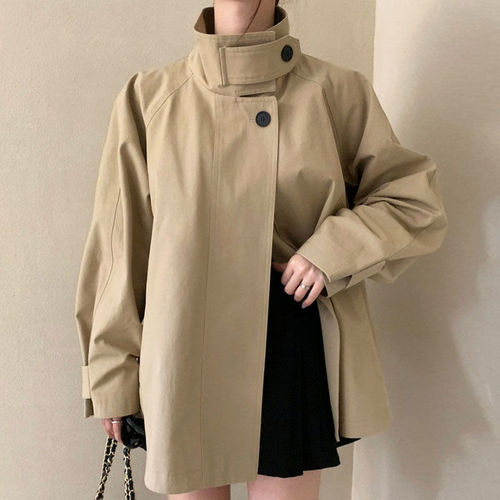 2024 New Spring and Autumn Stand Collar Windbreaker Coat Women Korean Style Casual Popular Loose Design Small Coat