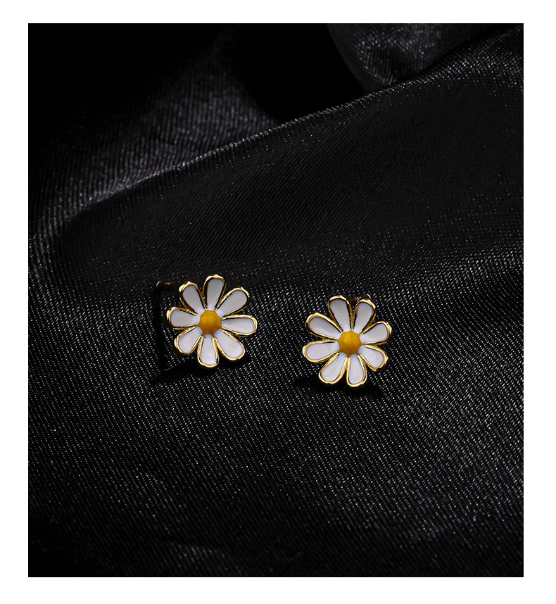 Gänseblümchen Kette Und Ohrstecker Set Aus Silber Für Damen_voghion.com