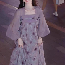 新中式国风改良汉元素紫色连衣裙子女夏季在逃公主古着vintage裙