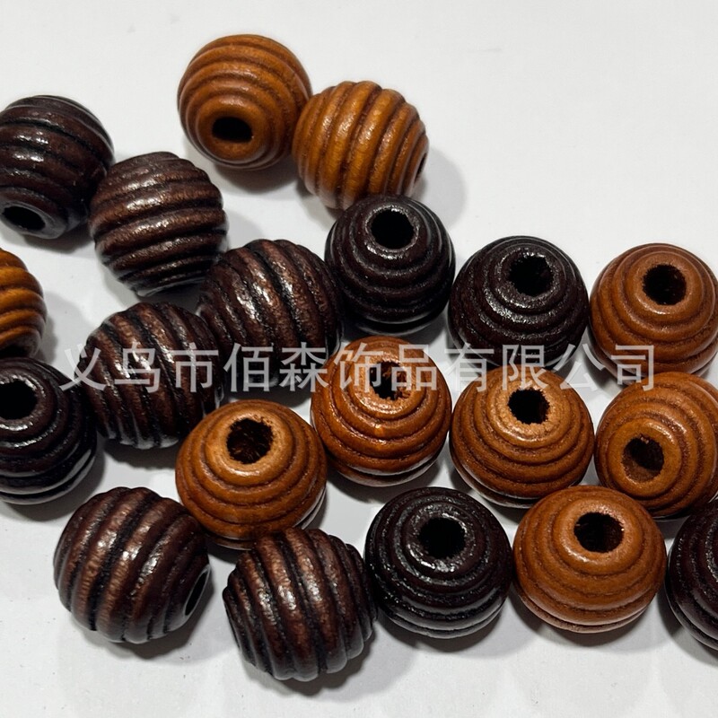 Threaded Wooden Beads DIY Jewelry Accessories Loose Beads Wholesale Large Hole Threaded Column Beads Deep Coffee Luggage Door Curtain Wholesale