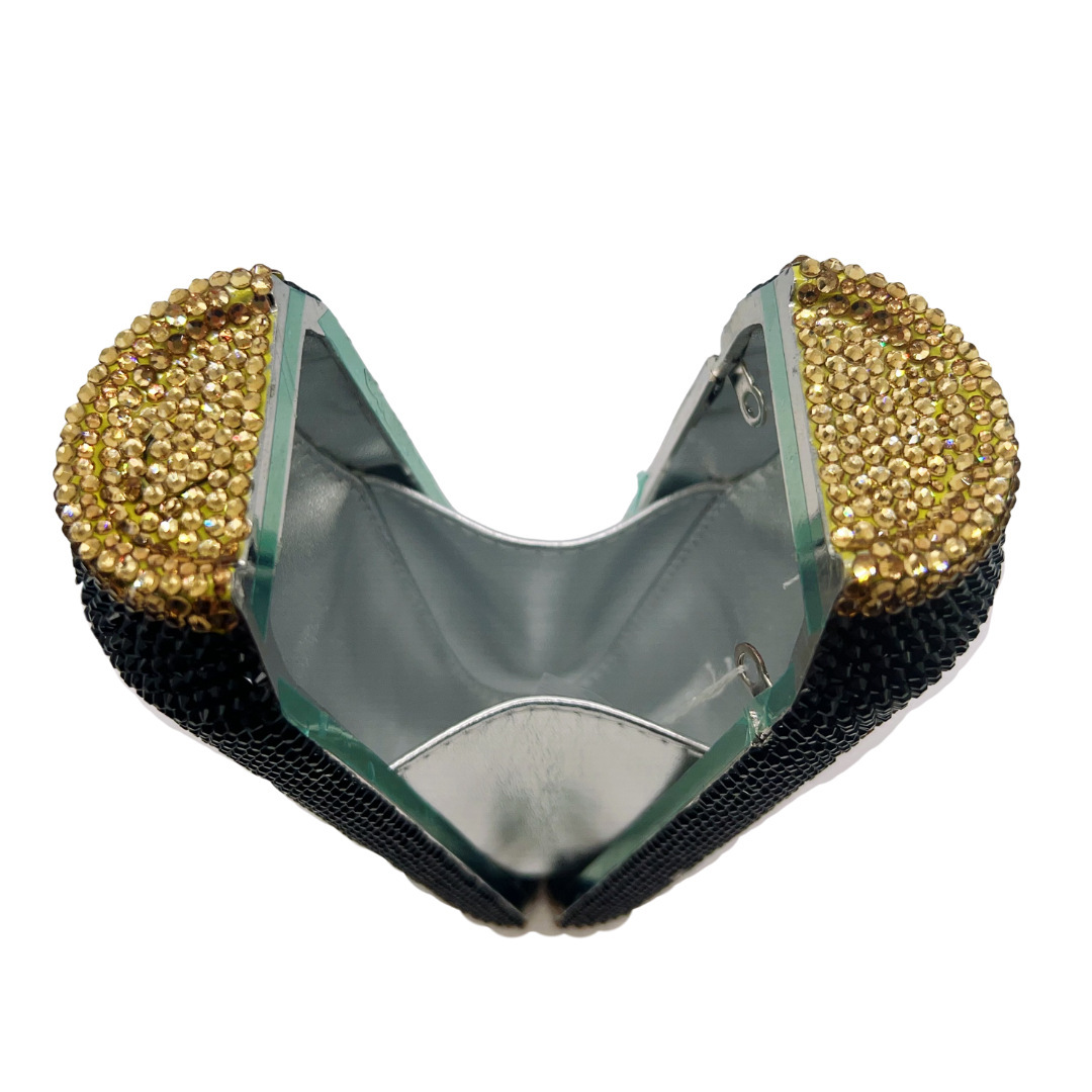 Bolsa de embrague transfronteriza con diamantes planos taladro fondo taladro bolsa de cena vestido de banquete de lujo lata bolsa de mano dura