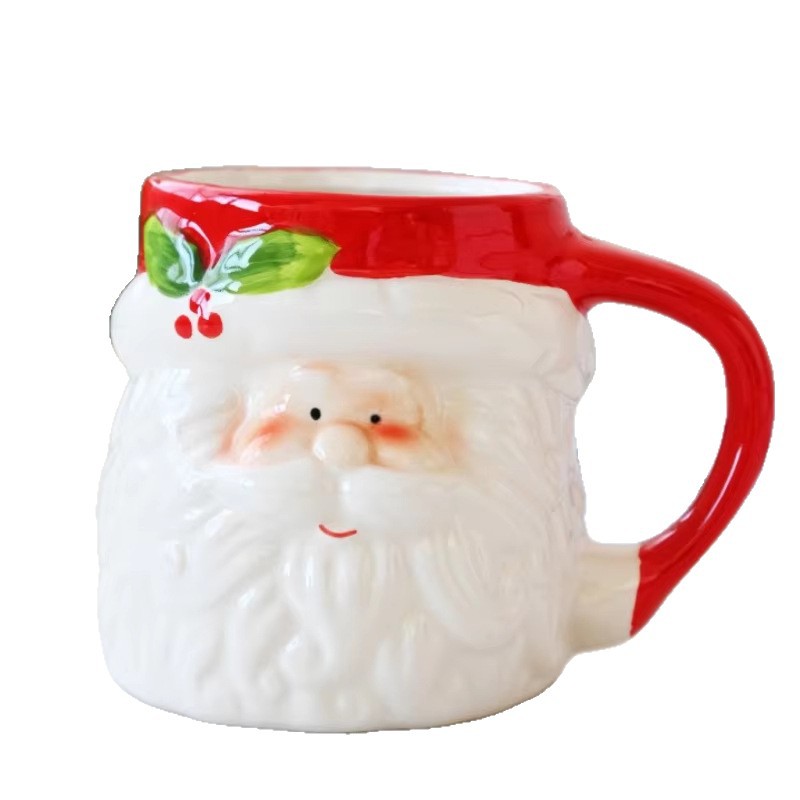 Taza de cerámica temática de Navidad Papá Noel pingüino forma taza de agua Qin Sheng regalo de cerámica taza de regalo de vacaciones