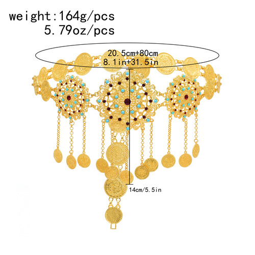 New hot selling retro coin tassel waist chain bohemian exotic belly dance beach body chain belt